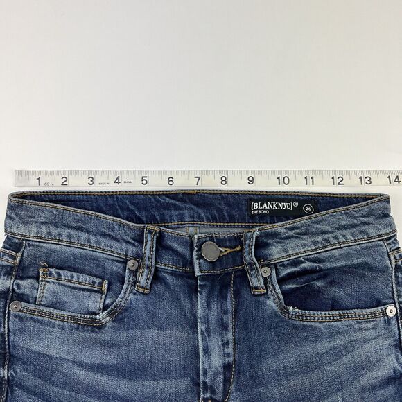 BLANKNYC Raw Hem Skinny Jeans Distressed Destroyed Mid-Rise Ankle The Bond 26 - Picture 9 of 13
